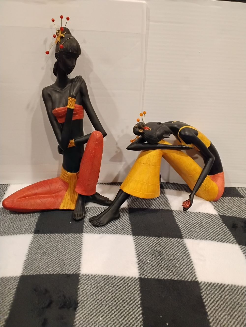 Pair Of African Themed Female Art Figurines